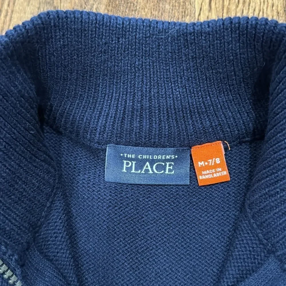 The Children’s Place Navy 1/4 Sweater. Sz 7/8